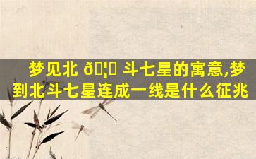 梦见北 🦊 斗七星的寓意,梦到北斗七星连成一线是什么征兆
